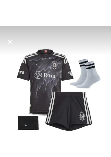 Bêşiktâş 2023-24 Siyah Kartal Desenli Çocuk Forması 4 Lü Set(Çorap Bileklik Hediyelli)