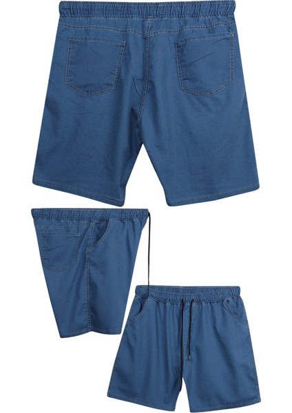 Büyük Beden 120 - 157 Kilo Arası Için Uygun Bedenli Erkek Likralı Bağcıklı Kot Şort fiyatları