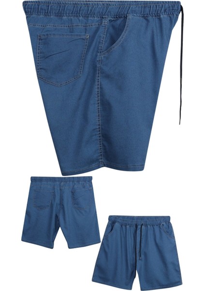 Büyük Beden 120 - 157 Kilo Arası Için Uygun Bedenli Erkek Likralı Bağcıklı Kot Şort modelleri