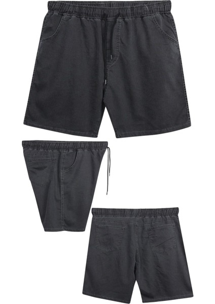 Büyük Beden 120 - 157 Kilo Arası Için Uygun Bedenli Erkek Likralı Bağcıklı Kot Şort