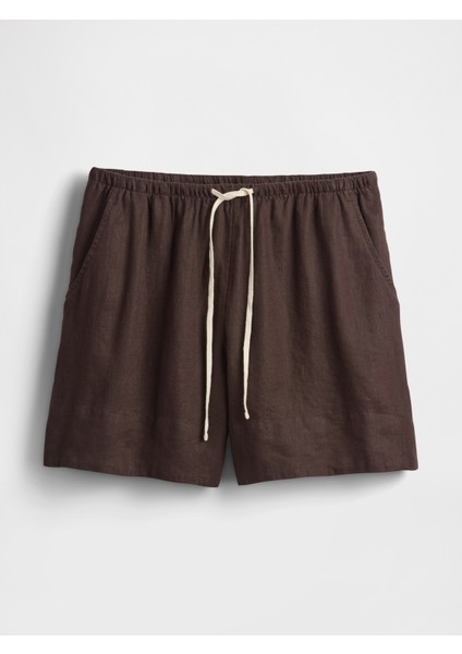 Kadın Kahverengi %100 Keten Easy Şort modelleri