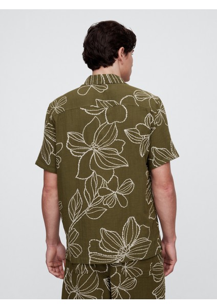 Erkek Haki Gauze Desenli Gömlek fırsatları