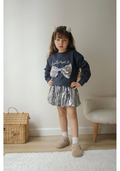 Kız Çocuk Pul Etek Sweatshirt Takım