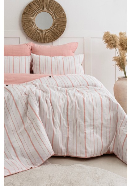 Harmony Hues İpliği Boyalı Doğal Çift Kişilik Nevresim Takımı (Çarşafı Lastikli)