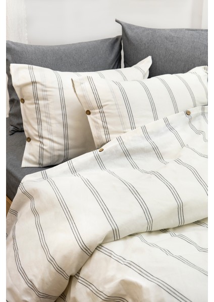 Harmony Hues İpliği Boyalı Doğal Çift Kişilik Nevresim Takımı (Çarşafı Lastikli) fiyatları
