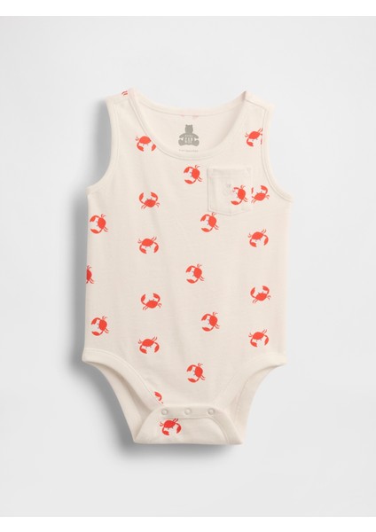 Bebek Kırık Beyaz First Favorites Cepli Kısa Kollu Bodysuit