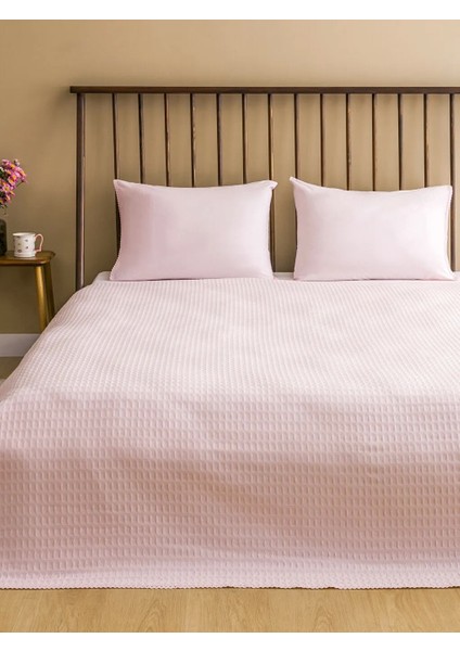 Lcw Home Pembe Desenli %100 Pamuk Çift Kişilik Pike Seti