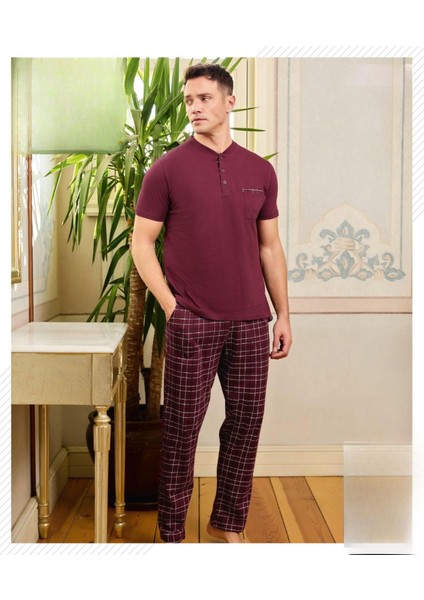 Erkek Düğme Yaka Kısa Kol Pijama Takımı 6850/11 - 1 Adet