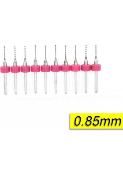 Pcb Mikro Karbür Cnc Matkap Ucu 10LU Set 0,85MM Tungsten 18 Shank