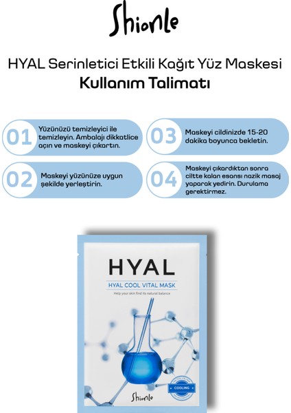 Hyaluronik Asit ve Soğutucu Etkili Hyal Kore Kağıt Yüz Maskesi