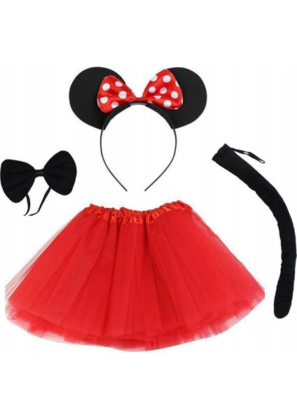 Minnie Mouse Kostüm Seti - Etek, Taç, Kuyruk, Papyon
