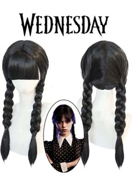 Wednesday Siyah Örgülü Peruk