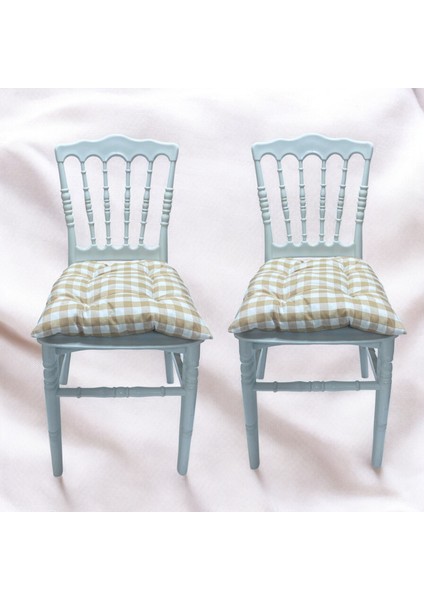 2'li Pötikare-Slikon Elyaf Dolgulu-Yıkanabilir-Sandalye Minderi-40 x 40 cm