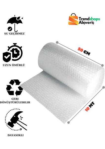 Trendshopsalışveriş 50X10 mt Balonlu Ambalaj Naylon Patpat 35GR