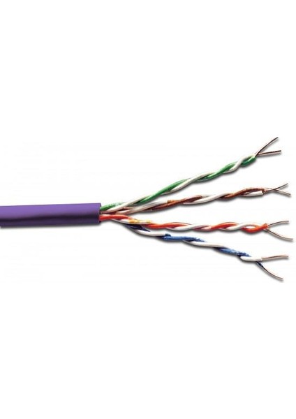 Category 6 (Cat. 6) U-Utp Iç Mekan Data KABLOSU 4X2X23 Awg lszh (Low Smoke Zero Halogen) mor RENK 500 Metrelik Rulolarda