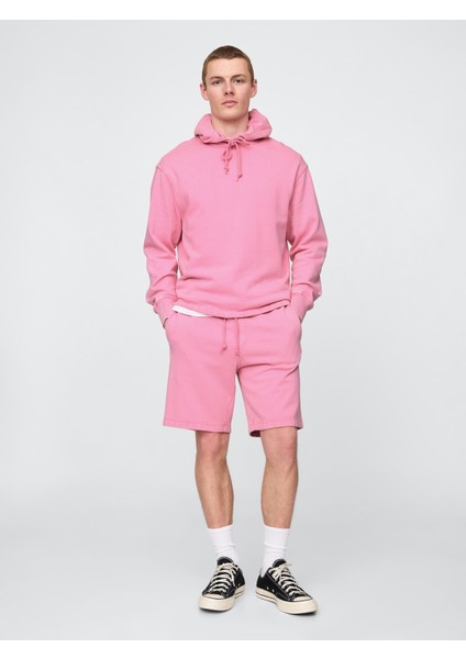 Erkek Pembe Heavyweight Fransız Havlu Kumaş Şort