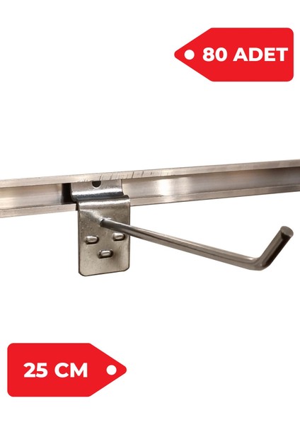 25 cm - 80 Adet Kanallı Pano Kancası Raf Askısı fiyatları
