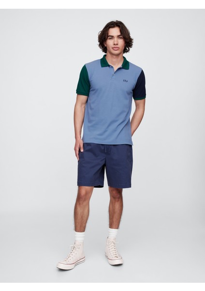 Erkek Mavi Colorblock Stretch Pique Polo T-Shirt indirimleri