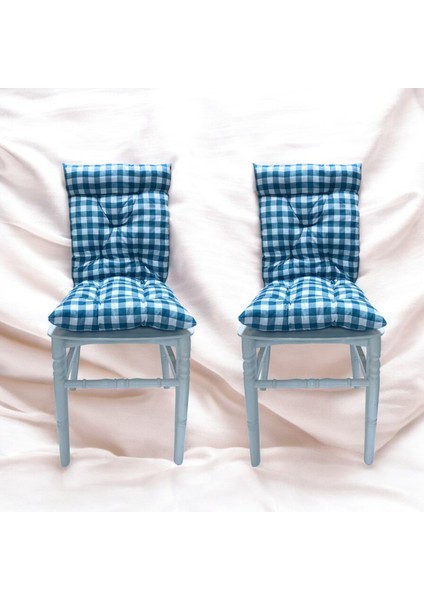 2'li Pötikare-Slikon Elyaf Dolgulu-Arkalıklı-Yıkanabilir-Sandalye Minderi-40 x 87 cm