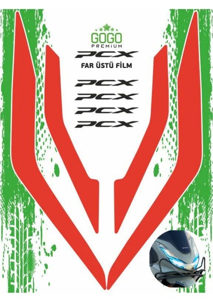 Far Üstü Film Kırmızı Honda Pcx 2021-2024