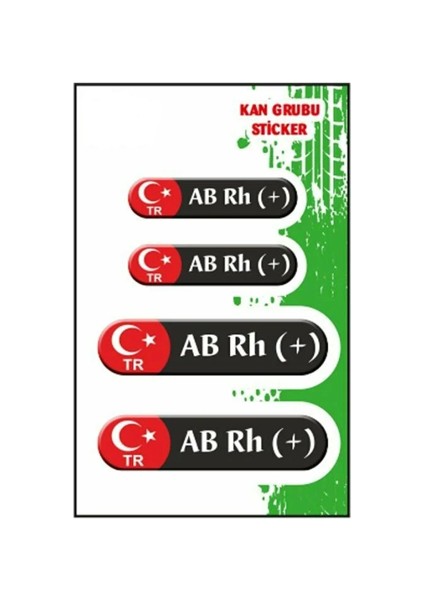 Kan Grubu Ab Rh(+) Siyah Dörtlü Damla Etiket Iıı