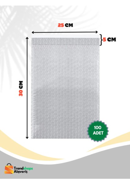 Trendshopsalışveriş 100 Adet 25X30 5cm Bantlı Balonlu Patpat Naylon Torba