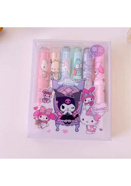 6'lı Fosforlu Kalem Seti - Hello Kitty Kuromi ve Arkadaşları