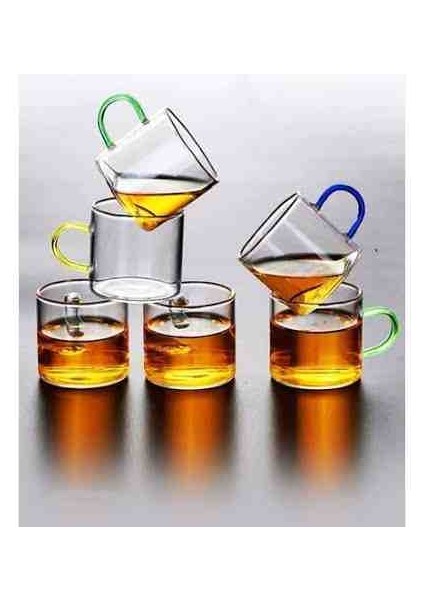 6'lı Borasilikat Renkli Cam Mini Kupa Seti | 90 ml fiyatları