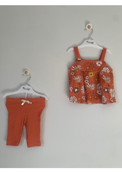 Kız Bebek Çiçek Desenli Yazlık 2'li Takım