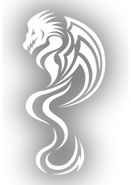 Ejderha Sticker 17X17 cm Beyaz