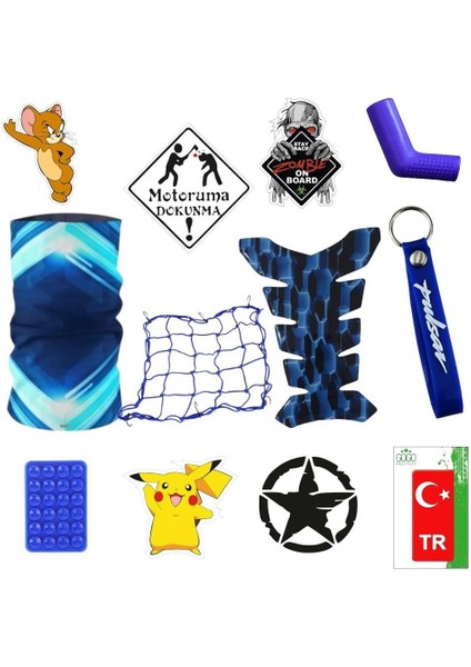 Motosiklet Aksesuar Ürün Seti Mavi Yolculuk