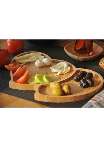 Kalp Şeklinde Bambu Sunum Tabağı