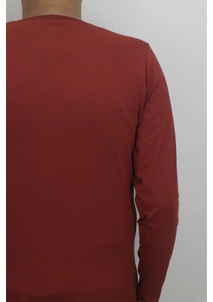 Fistan Store Erkek Kiremit Düz Spor Kesim Normal Kalıp Bisiklet Yaka Uzun Kollu Body fırsatları