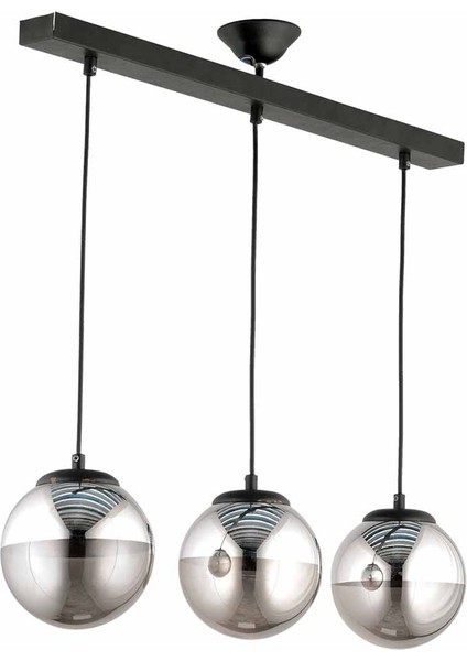 Nisa Luce Ada 3'Lü Sıralı Avize - Füme Kaplama / Siyah modelleri