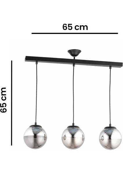 Nisa Luce Ada 3'Lü Sıralı Avize - Füme Kaplama / Siyah indirimleri