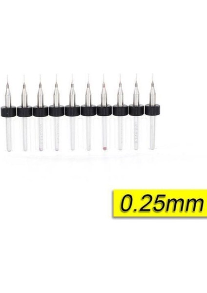 Pcb Mikro Karbür Cnc Matkap Ucu 10LU Set 0,25MM Tungsten 18 Shank