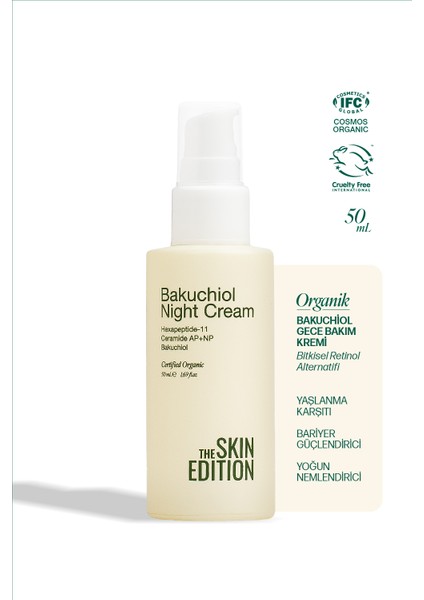 Organik Bakuchiol Gece Bakım Kremi Peptid, Ceramide 50 ml