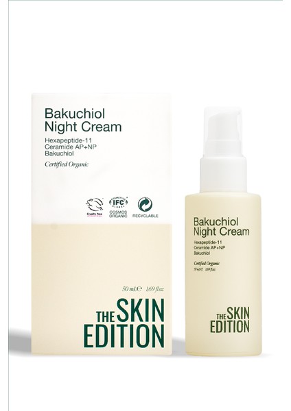 Organik Bakuchiol Gece Bakım Kremi Peptid, Ceramide 50 ml