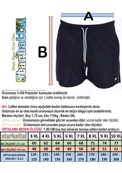Büyük Beden Klasik Deniz Şortu 23677 Neftı