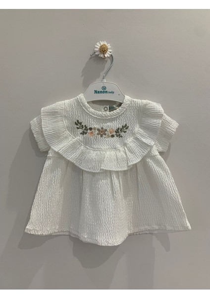 Kız Bebek Çiçek Nakışlı Yazlık Müslin Takım fiyatları
