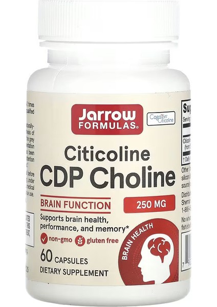 Jarrow Formulas, Citicoline,(Sitikolin) Cdp Choline, Brain Health And Memory 250 mg, 60 Caps