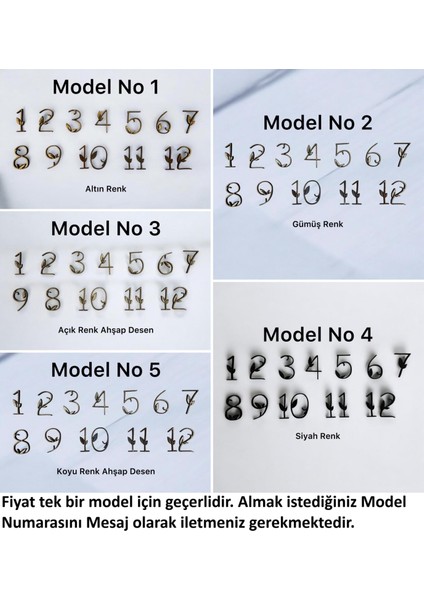 - Ahşap Kontraplak Lazer Kesim Duvar Saati Rakam Seti (5 Renk Seçeneği) Yükseklik 3 cm - Yapraklı Model