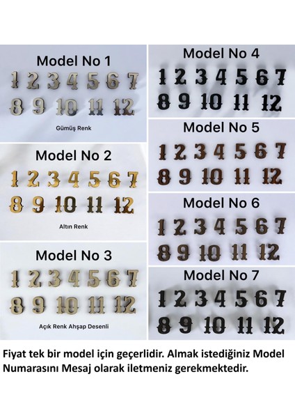 - Ahşap Kontraplak Lazer Kesim Duvar Saati Rakam Seti (7 Renk Seçeneği) Yükseklik 3 cm - Retro