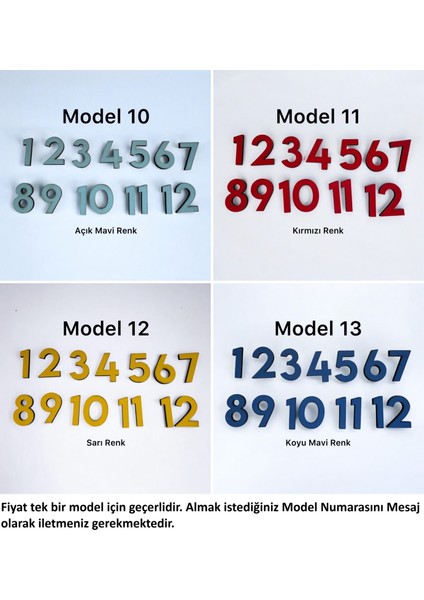 - Ahşap Kontraplak, Lazer Kesim, Duvar Saati Rakam Seti (13 Renk Seçeneği) Yükseklik 3 cm - Standart Model