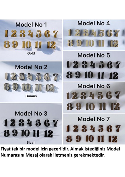 - Ahşap Kontraplak Lazer Kesim Duvar Saati Rakam Seti (7 Renk Seçeneği) Yükseklik 3 cm