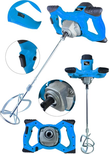 Çelik Aksam 2000 Watt Tam Profesyonel Devir Ayarlı Alçı Boya Çimento Harç Karıştırıcı Mikser