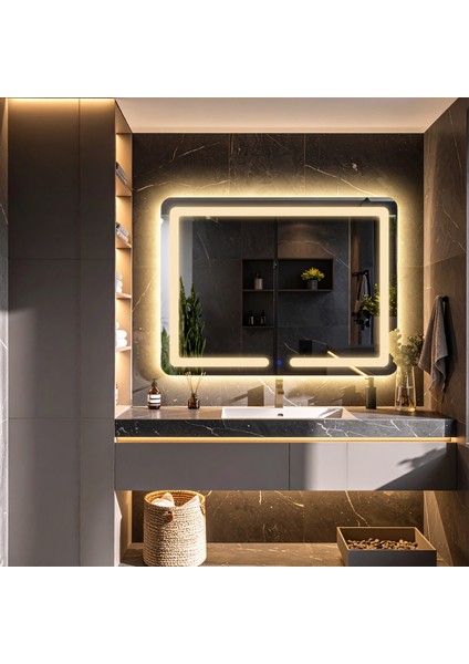 Linea Günışığı Led'li Lazer Kumlamalı Lavabo & Banyo Aynası (Dokunmatik Sensörlü) modelleri