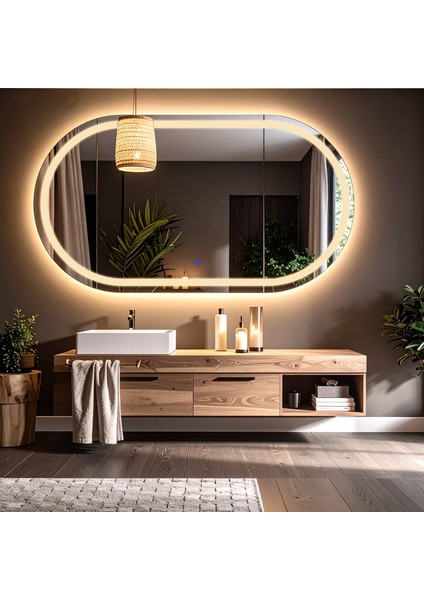 Ovanta Günışığı Led'li Lazer Kumlamalı Lavabo & Banyo Aynası (Dokunmatik Sensörlü)