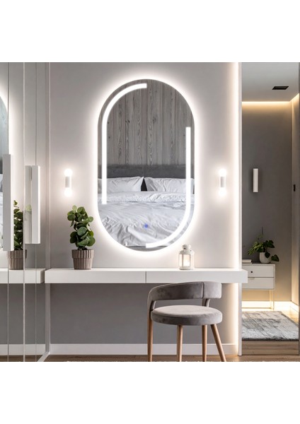 Lunare Beyaz Led'li Lazer Kumlamalı Lavabo & Banyo Aynası (Dokunmatik Sensörlü)