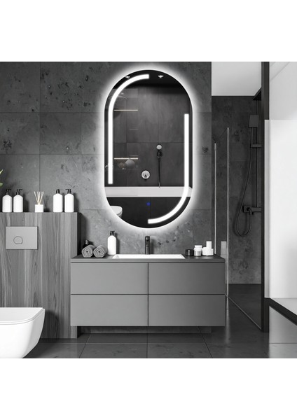 Lunare Beyaz Led'li Lazer Kumlamalı Lavabo & Banyo Aynası (Dokunmatik Sensörlü) modelleri